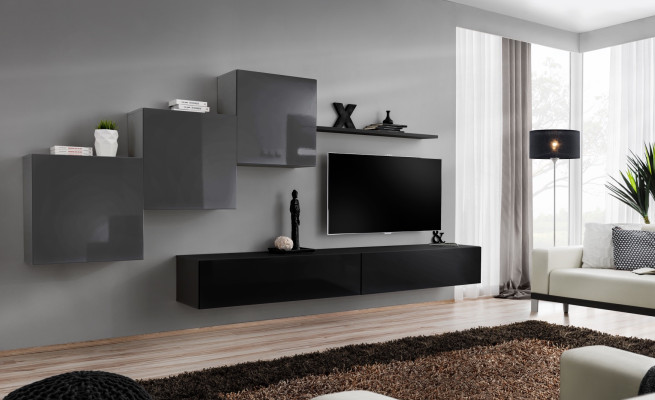 Mueble de TV negro moderno para salón, mueble de salón, muebles, armarios, muebles nuevos.