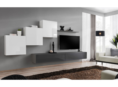 Mueble de salón de diseñador gris Soporte de TV Aparador moderno Estantería de pared Soporte de TV Nuevo
