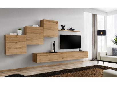 Mueble de salón de diseñador marrón Soporte para TV Moderna cómoda Estante de pared Armario de pared 6 piezas