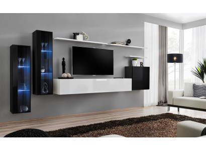 Diseño armario de pared blanco estante de pared soporte de TV salón de lujo vitrina nueva