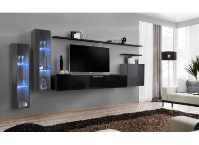 Diseñador negro mueble de salón aparador armario de pared soporte de TV conjunto de lujo
