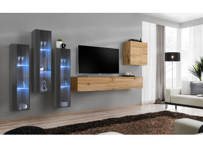 Mueble de pared de salón de madera de lujo conjunto decoración nuevo estilo moderno lujo marrón
