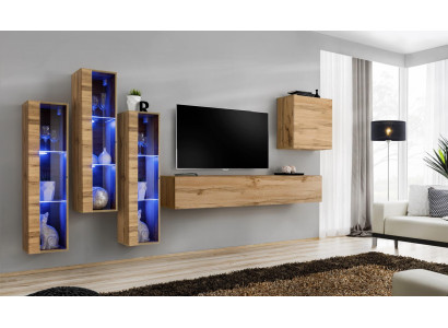 Muebles de salón en alto brillo conjunto de pared para TV estilo de lujo diseñador