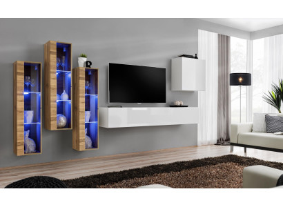 Juego completo de salón de 5 piezas de madera diseño moderno brillante