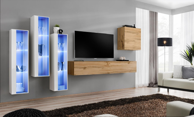 Muebles de sala de estar diseño mural soporte de TV alto brillo aparador armario de pared.