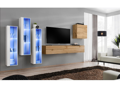Muebles de sala de estar diseño mural soporte de TV alto brillo aparador armario de pared.