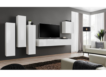 Conjunto de salón de lujo blanco, armario de pared, muro de sala, muebles de madera, soporte para TV.