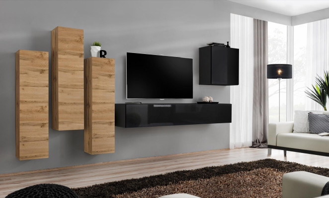 Mueble de pared aparador de pared mueble de TV sala de estar mobiliario soporte de TV moderno negro