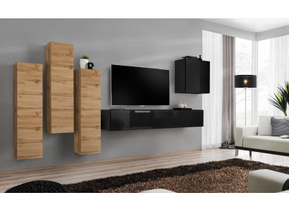 Mueble de pared aparador de pared mueble de TV sala de estar mobiliario soporte de TV moderno negro