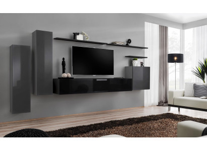 Sala de estar de lujo Muebles de diseñador modernos Gris Mueble de TV Estante de pared