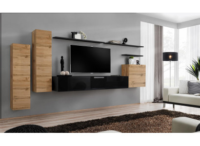 Conjunto de muebles de salón de lujo, mueble de pared de diseñador, estantes de pared, armario de pared, muebles.