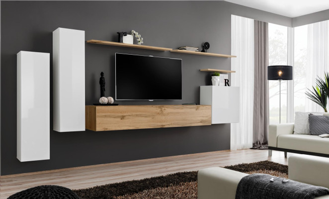 Conjunto de estantería de pared de pared de diseñador 7 piezas de muebles de lujo modernos para la sala de estar.