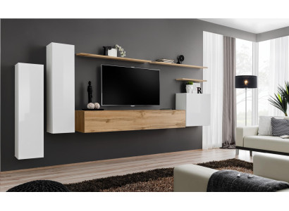 Conjunto de estantería de pared de pared de diseñador 7 piezas de muebles de lujo modernos para la sala de estar.