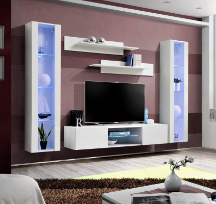 Mueble colgante para el salón, estantería de pared, armario de TV, cómoda, estanterías de pared, completo.