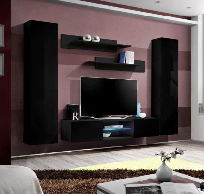 Sala de estar completa pared de armario estantería de pared soporte para TV madera estantería de diseño.