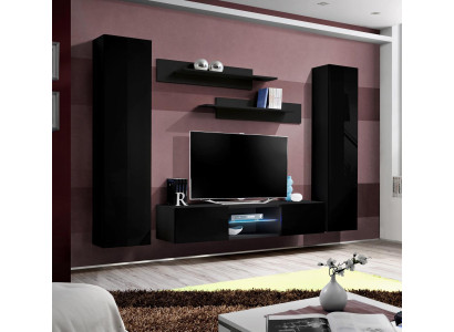 Sala de estar completa pared de armario estantería de pared soporte para TV madera estantería de diseño.