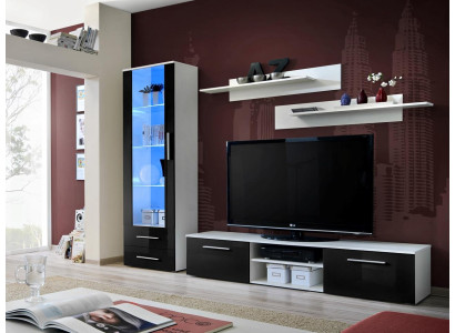 Muebles de sala de estar blancos pared de salón aparador soporte de TV vitrina estantes de alto brillo.