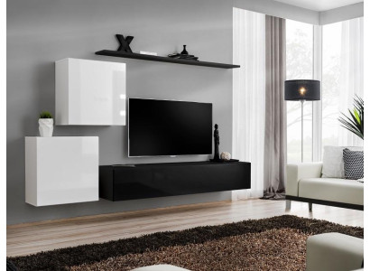Conjunto de muebles de madera para pared, completo de lujo, nuevo, 4 piezas, 2 armarios de pared, soporte de TV, diseño.