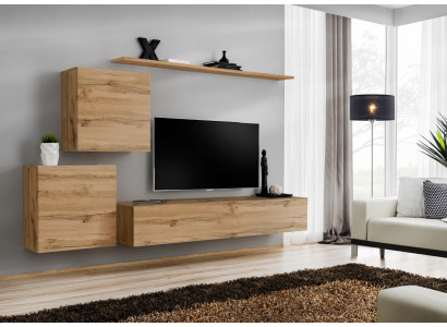 Conjunto de sala de estar, soporte para TV, set de sala de estar de 4 piezas, muebles de sala de estar modernos, sala de estar de madera.