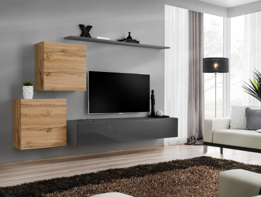 Muebles de salón diseñador moderno pared de salón estantería gris