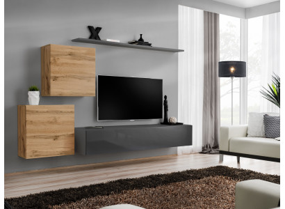 Muebles de salón diseñador moderno pared de salón estantería gris