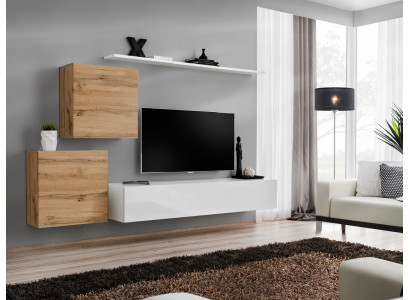 Juego de sala de estar de 4 piezas con estante de pared, aparador, conjunto de pared, 2x armario de pared, diseño nuevo.