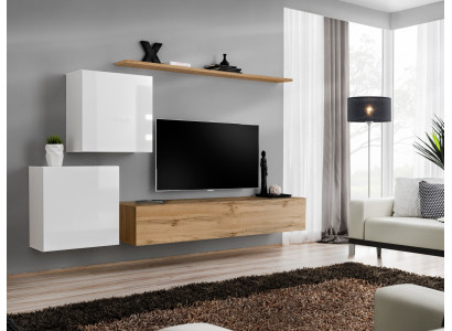 Moderno mueble de pared para sala de estar, aparador de diseñador, soporte para TV de 4 piezas. Nuevo.