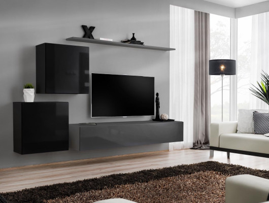 Juego de muebles de sala de estar diseñador, pared modular, aparador, 2x armarios de pared, conjunto de 4 piezas, diseñador nuevo.