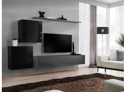 Juego de muebles de sala de estar diseñador, pared modular, aparador, 2x armarios de pared, conjunto de 4 piezas, diseñador nuevo.