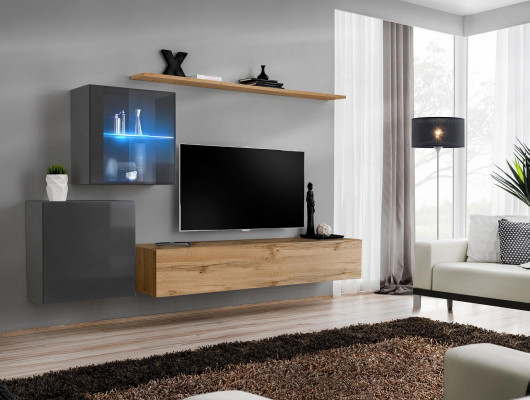 Soporte de TV de lujo, estante de pared para sala de estar, diseñador de madera moderno.