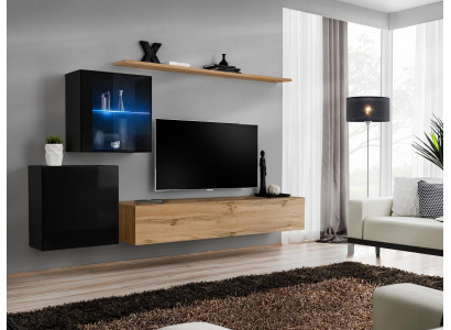 Mueble de pared de alto brillo, conjunto de lujo de diseñador para pared, estante de pared.