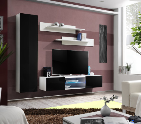 Sala de estar Diseñador de pared de la unidad de pared Estantes de pared Estilo moderno Diseñador de muebles de madera