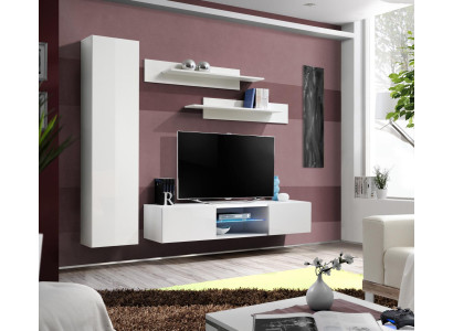 Conjunto de sala de estar de lujo 4 piezas con estantes de pared, armario y armario de pared de diseñador.