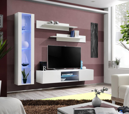 Blanco pared de la pared estante de lujo colgante vitrina diseño muebles modernos decoración