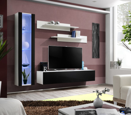 Set de lujo de 4 piezas Diseño de pared de la sala de estar Muebles de sala de estar Soporte de TV Mobiliario