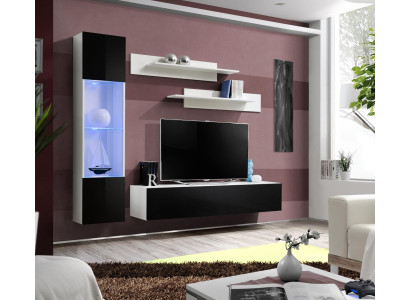 Conjunto de muebles de sala de estar, mueble de pared, soporte de TV, diseño de vitrina colgante, mobiliario.