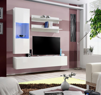 Conjunto de muebles de pared para TV, soporte para TV, mueble bajo, vitrina colgante de diseñador en madera.