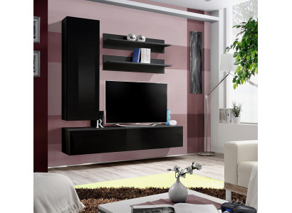 Lujo moderno conjunto de muebles de salón bajo de pared de madera de 4 piezas. Nuevo