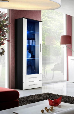 Diseñador negro vitrina estantería armario de madera sala de estar moderna.