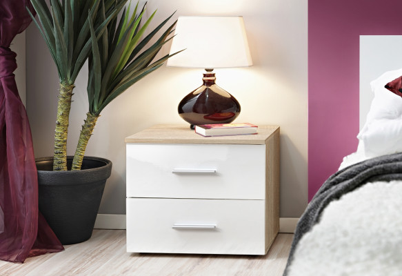 Diseñador de dormitorio Mesita de noche beige Mobiliario moderno Mesas auxiliares