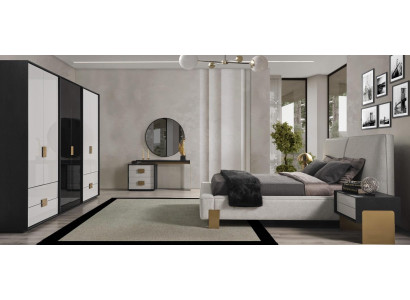 Juego de dormitorio moderno cama doble 2x mesitas de noche tocador 6 piezas