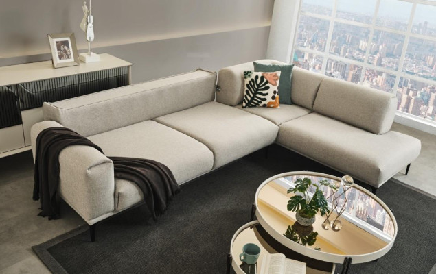 Sofá esquinero blanco en forma de L, sofá de diseñador, sofás tapizados, muebles de salón nuevos.