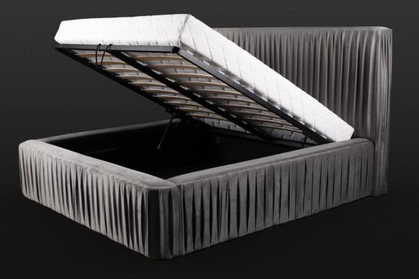 Grises dormitorios dobles Muebles de madera Diseño elegante Tela de muebles clásicos nuevos