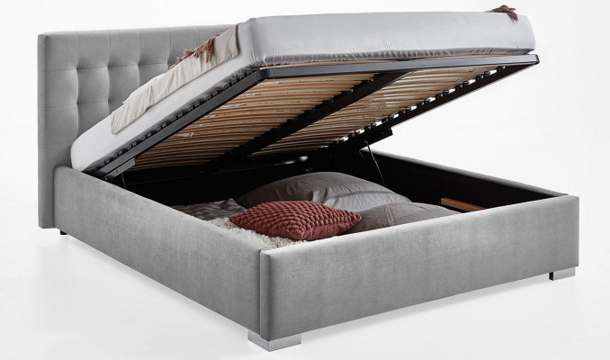 Muebles de madera diseño de dormitorio doble gris tela elegante muebles clásicos.