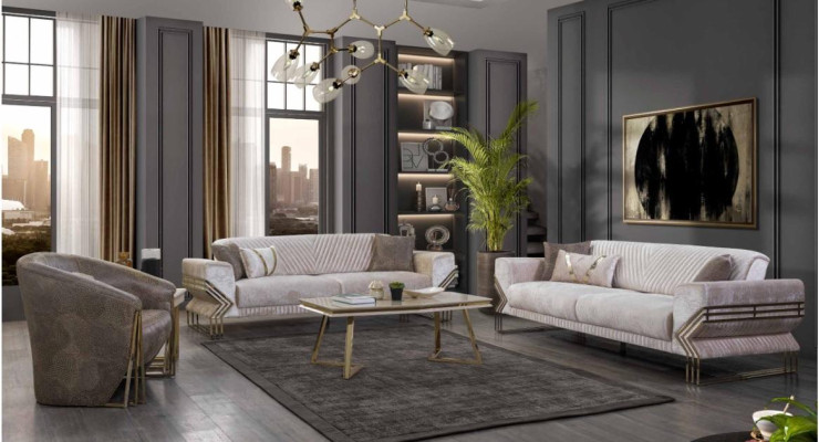 Sofá de diseñador 3+3+1 plazas. Juego completo de sofás modernos, nuevos.