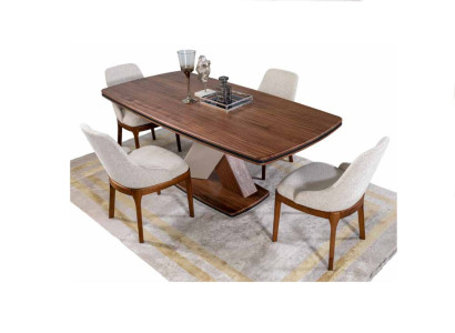 Marrón-gris conjunto de comedor de lujo Mesa de comedor 4 sillas Set de grupo de comedor