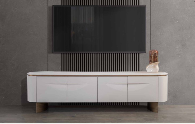 Soporte de TV elegante RTV Lowboard Mueble de pared Aparador Blanco Madera Diseño moderno