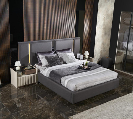 Conjunto moderno de dormitorio cama 2x mesitas de noche 3 piezas de lujo juego completo diseño