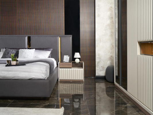 Conjunto moderno de dormitorio cama 2x mesitas de noche 3 piezas de lujo juego completo diseño