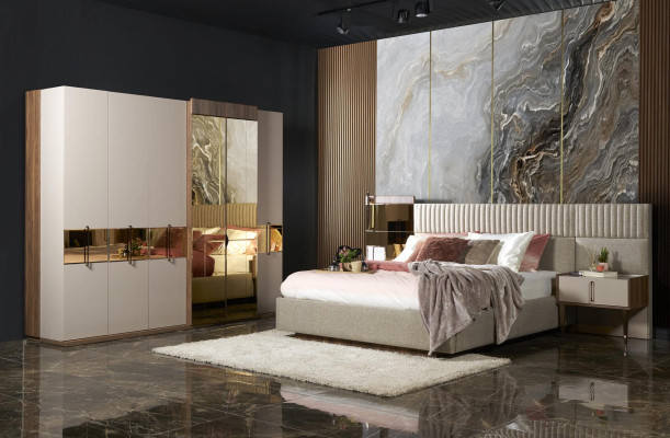 Armario de ropa de diseño lujo, armario de estilo moderno, muebles de dormitorio nuevos.